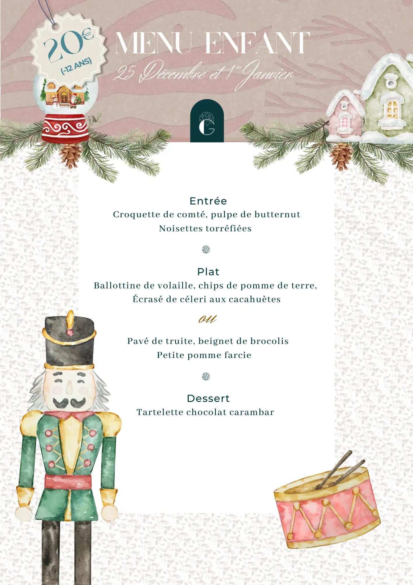 Menu enfant à Noël