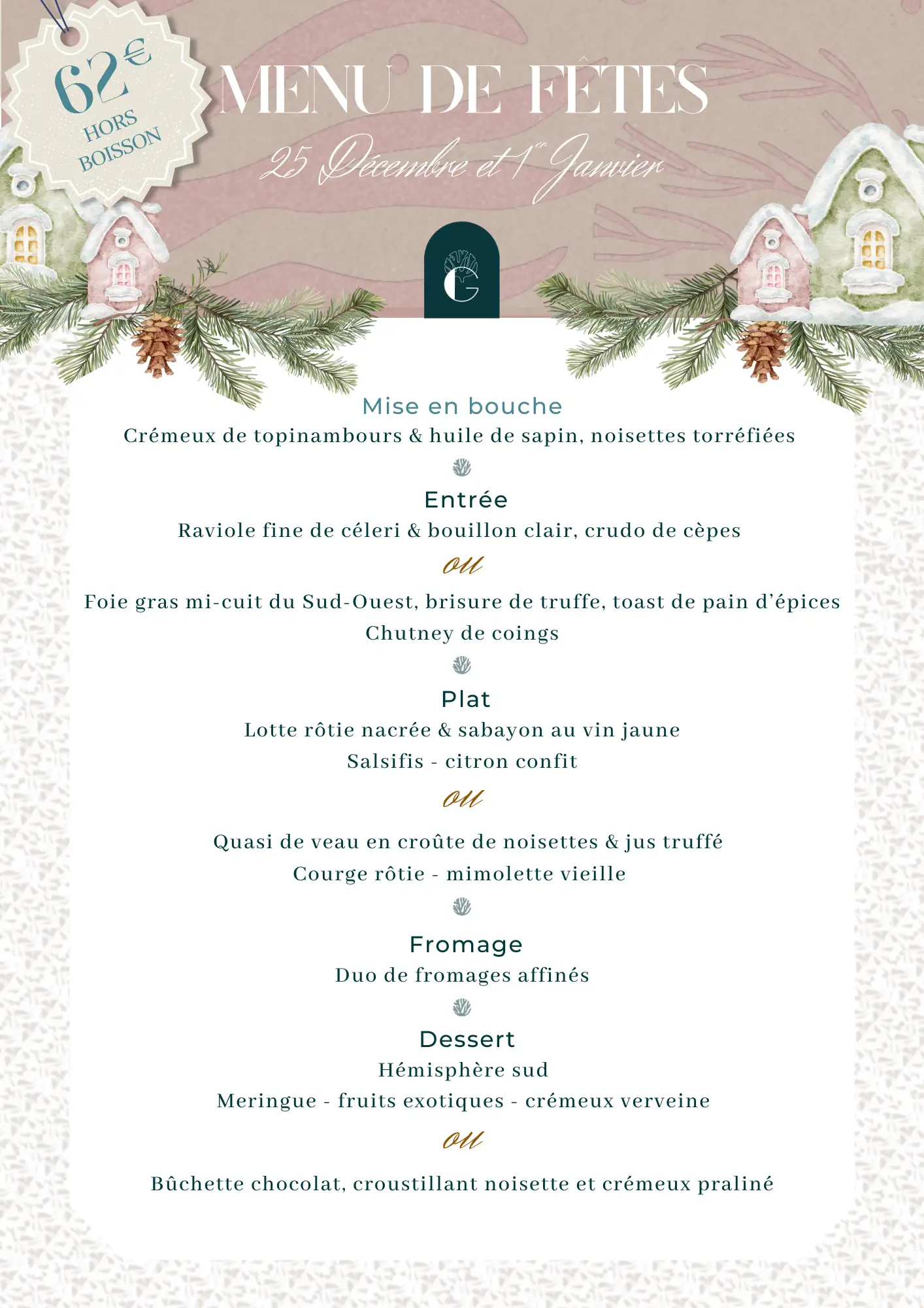 Menu 25 décembre et 1er janvier