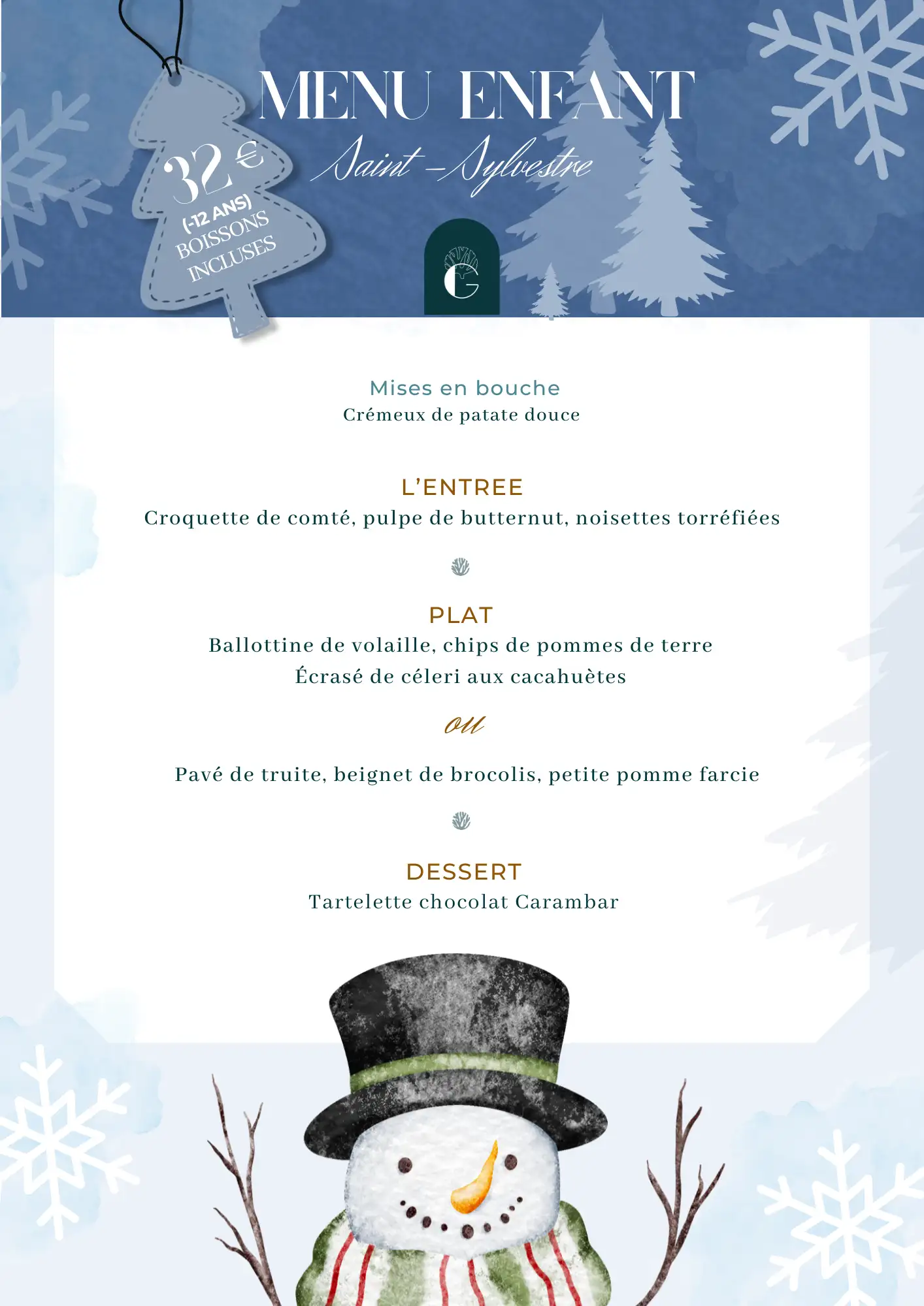 Menu enfant Saint-Sylvestre
