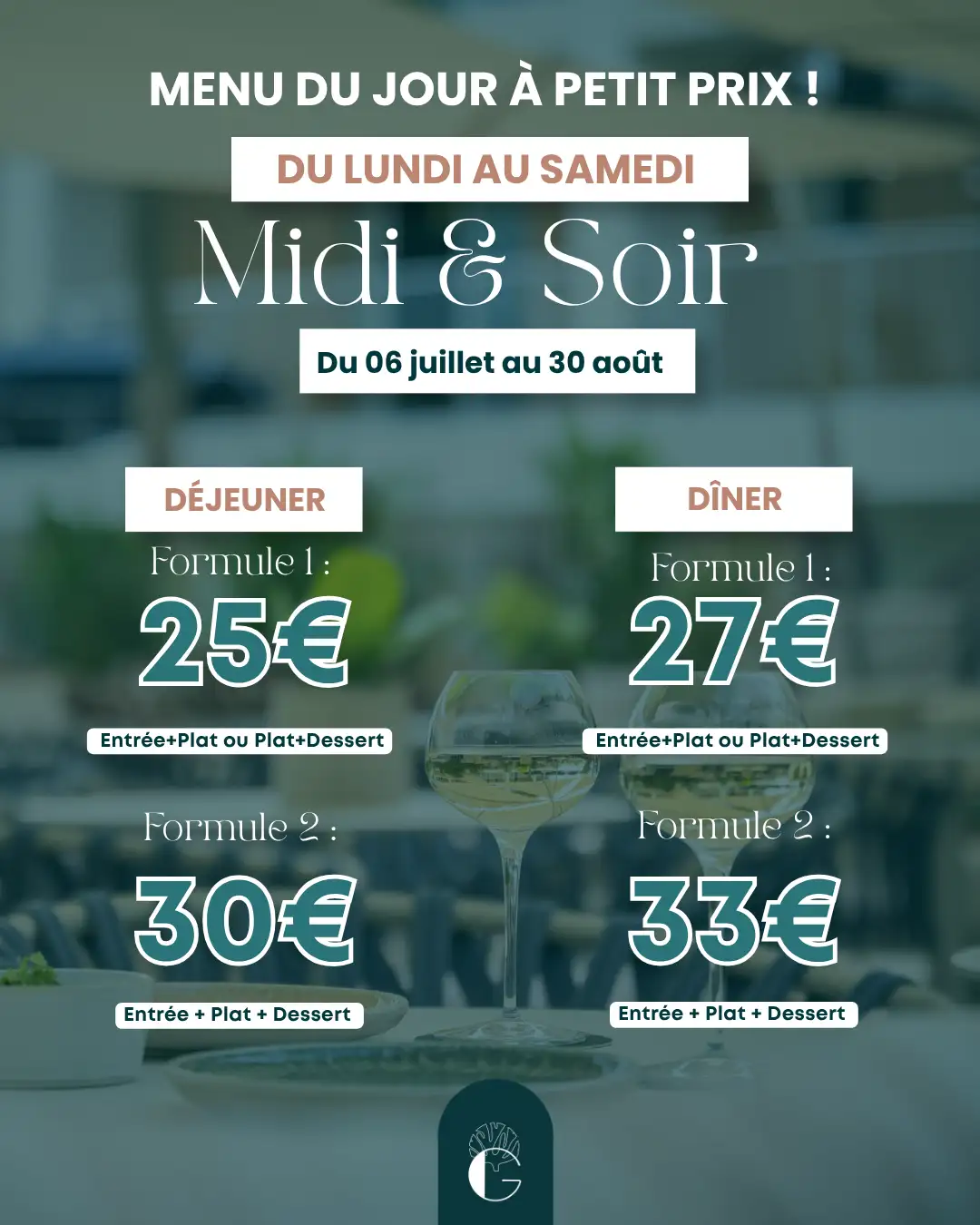 Menu du jour pas  cher